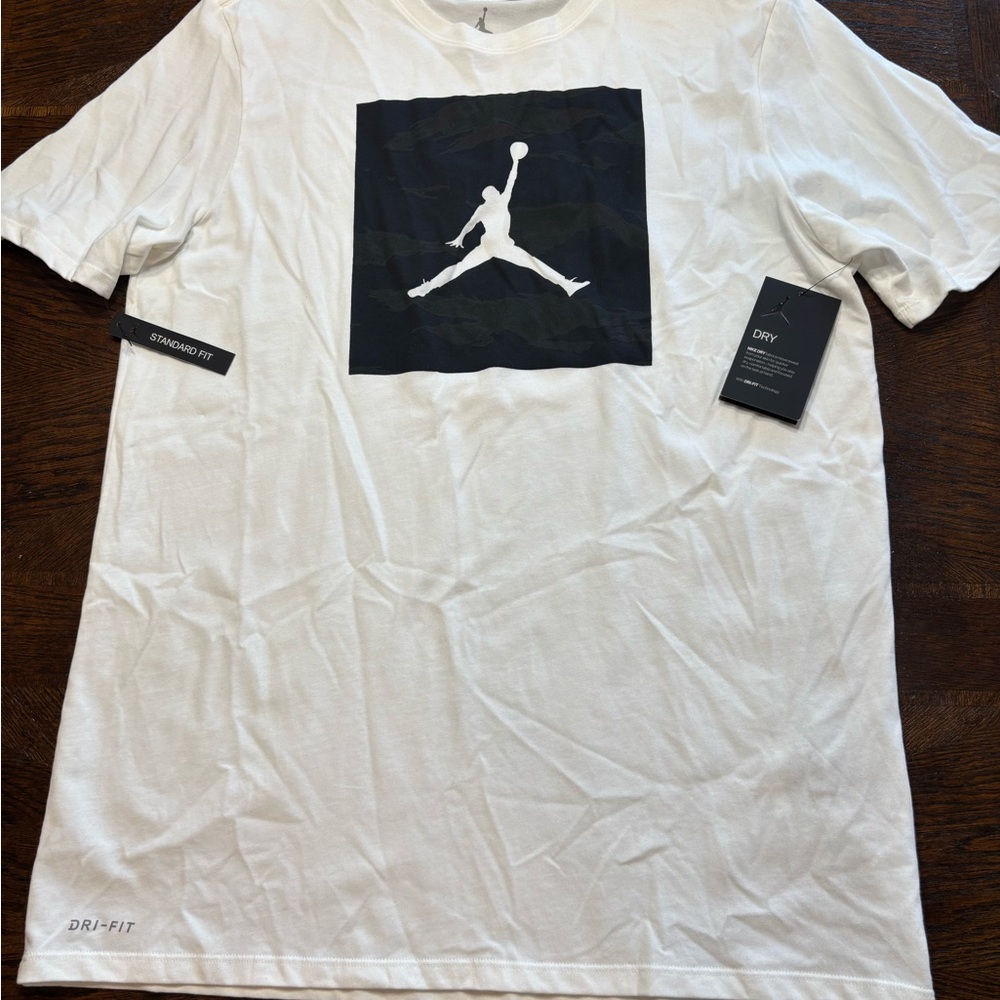 Jordan White Tee with Black Jumpman Logo